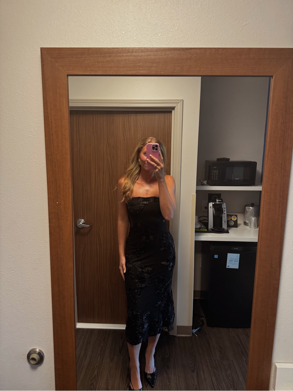 Amazon Black Strapless Midi Dress